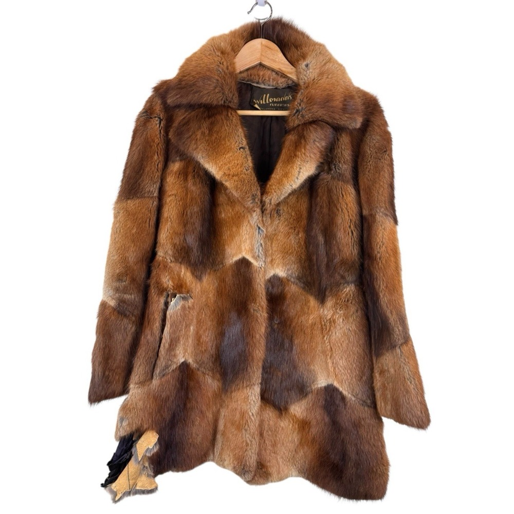 Vintage 50s 60s Fox Fur Coat Women's One Size Willman's Furriers OKC USA *FLAWED